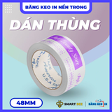  Băng Keo In Theo Yêu Cầu 48MM x 72M Nền Trong Màu In Tím 