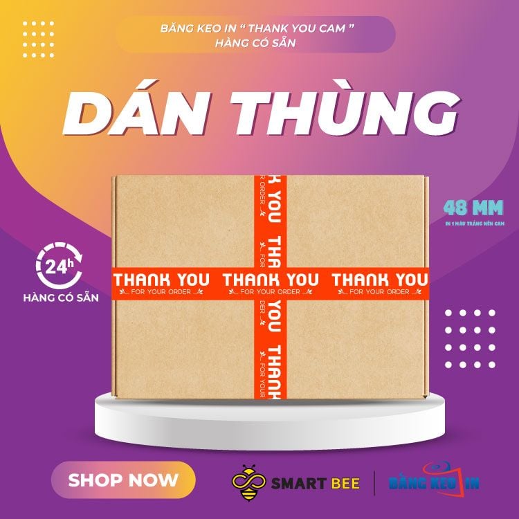  Băng keo in Thank You [48MMx72M] Cam-Trắng Sữa: Sự Lựa Chọn Sáng Suốt Cho Dán Thùng Mỹ Phẩm