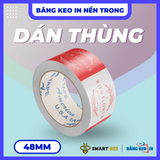  Băng Keo In Theo Yêu Cầu 48MM x 72M Nền Trong Màu In Đỏ 