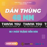  Băng keo in Thank You [48MMx72M] Đen-Trắng Sữa 