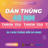  Băng keo in Thank You [48MMx72M] Màu nền Đỏ Nhạt & Chữ Trắng Sữa, Dán Thùng 48TYxNMCT 