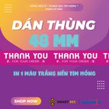  Băng Keo In Thank You [48MMx72M] Màu Nền Tím Hồng & Chữ Trắng Sữa 