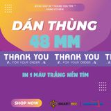  Băng Keo In Thank You [48MMx72M] Màu Nền Tím & Chữ Trắng Sữa , Dán Thùng 48TYxNMCT 