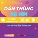  Băng Keo In Mẫu in sẵn Quay VIDEO Trước Khi Mở Hàng Màu Vàng & Trắng Sữa 48mmx72m 