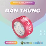  Băng keo in Thank You [48MMx72M] Màu nền Đỏ Nhạt & Chữ Trắng Sữa, Dán Thùng 48TYxNMCT 