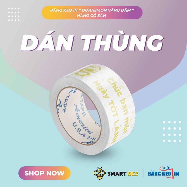  Băng Keo In 'Hàng Dễ Vỡ-Doreamon' [48MMx72M] Vàng Nhạt & Trắng Sữa - Sự Linh Hoạt Cho Ngành Mỹ Phẩm! 