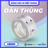  Băng Keo In Theo Yêu Cầu 48MM x 72M Nền Trong Màu In Tím 