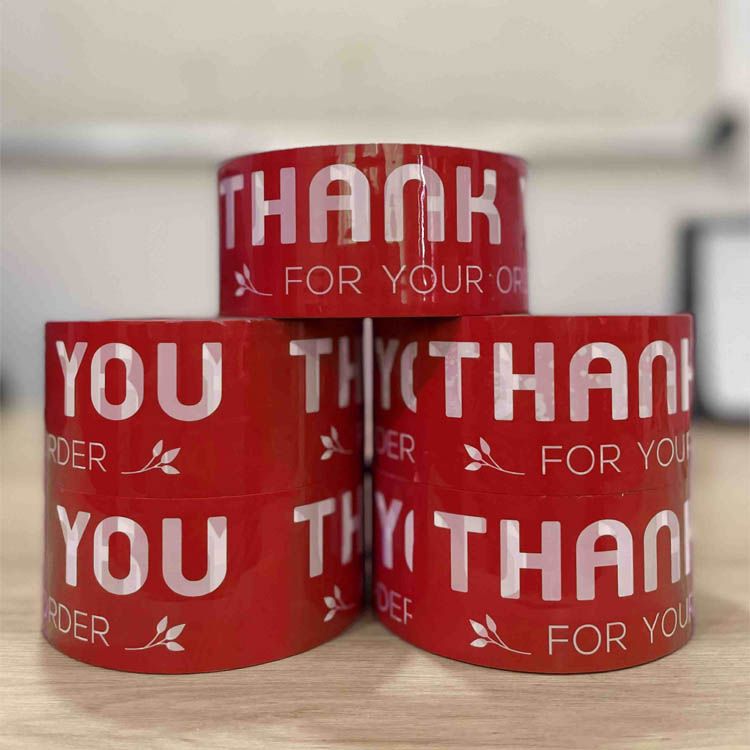 Băng Keo In Thank You [48MMx72M] Màu nền Đỏ Đậm & Chữ Trắng Sữa , Dán Thùng 48TYxNMCT 
