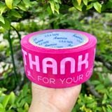  Băng Keo In Thank You [48MMx72M] Màu Nền Tím Hồng & Chữ Trắng Sữa 