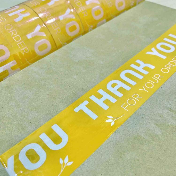  Băng Keo In Thank You [48MMx72M] Màu nền Vàng & Chữ Trắng Sữa 