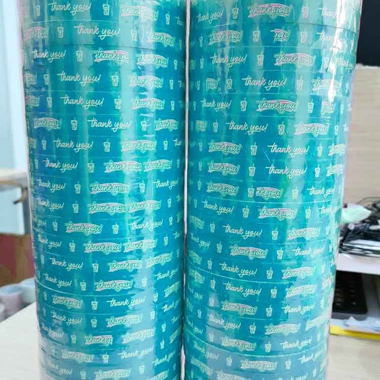  Băng keo in Thank You [12MMx72M] - Nền Xanh Da Trời & Chữ Trắng Sữa 