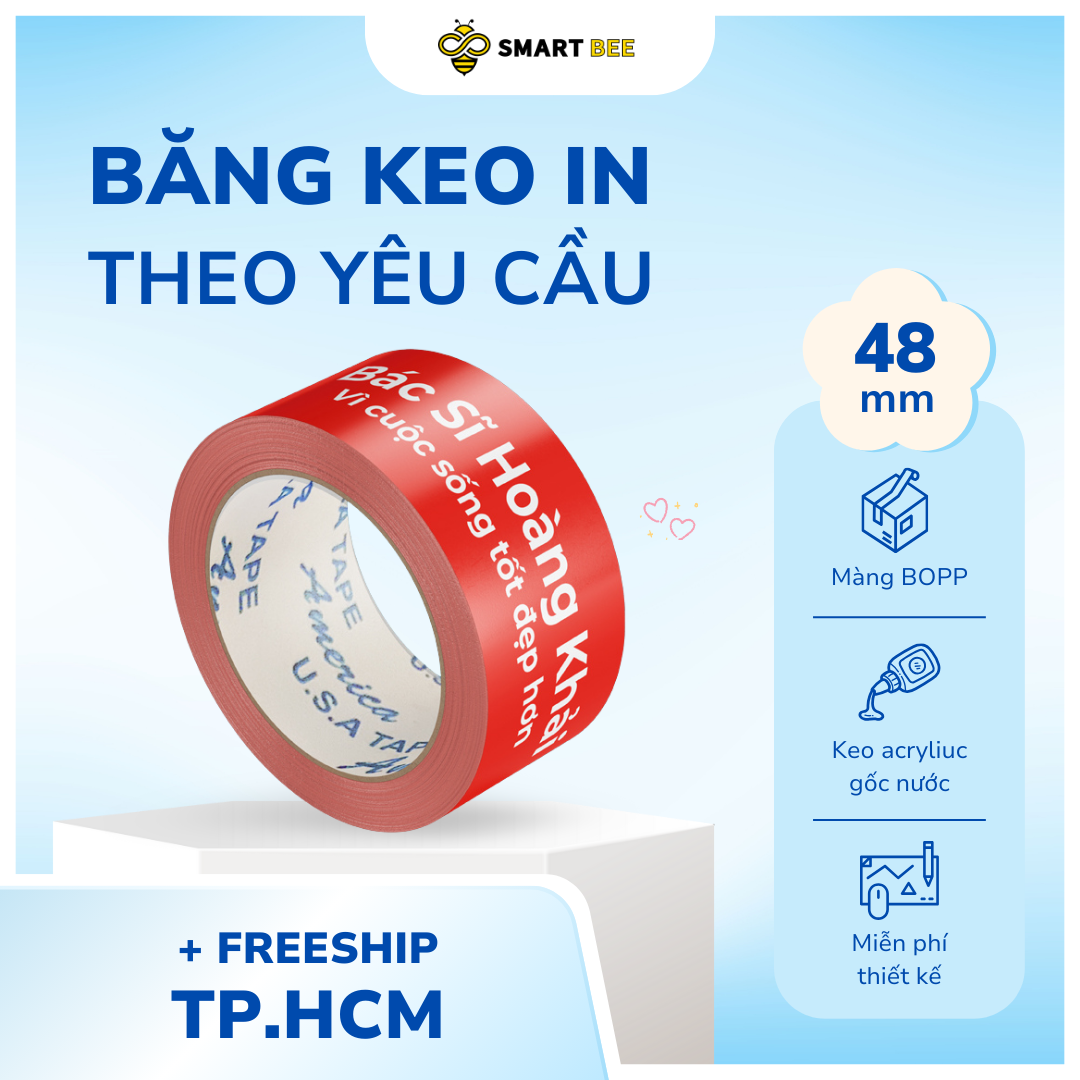  DỊCH VỤ IN BĂNG KEO THEO YÊU CẦU BẰNG CÔNG NGHỆ IN ỐNG ĐỒNG - THIẾT KẾ LOGO MIỄN PHÍ TẠI SMART BEE 