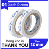  BĂNG KEO IN SẴN MẪU THANK YOU 12MM | 6 MÀU 