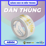  Băng Keo In Theo Yêu Cầu 48MM x 72M Nền Trong Màu In Vàng 