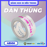  Băng Keo In Theo Yêu Cầu 48MM x 72M Nền Trong Màu In Hồng 