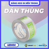  Băng Keo In Theo Yêu Cầu 48MM x 72M Nền Trong Màu In Xanh Lá 