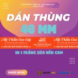  Băng Keo In Mỹ Phẩm Cao Cấp [48MMx72M] Nền Cam & Chữ Trắng Sữa MPCCxNMCT 