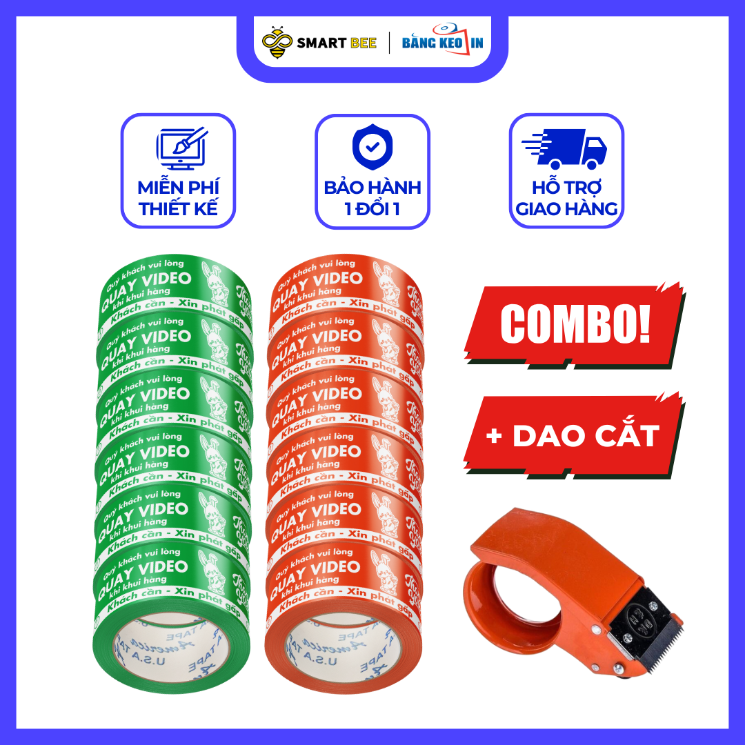  COMBO 2 Cây Băng Keo In Mẫu A Phát Gấp + [TẶNG DAO CẮT] 