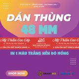  Băng Keo In Mỹ Phẩm Cao Cấp [48MMx72M] Nền Đỏ Hồng & Chữ Trắng Sữa MPCCxNMCT 