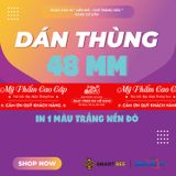  Băng Keo In Mỹ Phẩm Cao Cấp [48MMx72M] Nền Đỏ Tím & Chữ Trắng Sữa MPCCxNMCT 