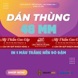  Băng Keo In Mỹ Phẩm Cao Cấp [48MMx72M] Nền Đỏ Đậm & Chữ Trắng Sữa MPCCxNMCT 