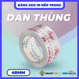  Băng Keo In Theo Yêu Cầu 48MM x 72M Nền Trong Màu In Đỏ 