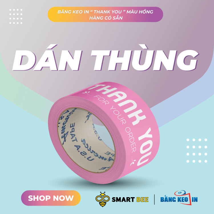  Băng keo in Mẫu in sẵn Thank You [55MMx72M] Hồng-Trắng Sữa: Tạo ấn tượng tươi sáng trong ngành Giáo Dục & Đào Tạo 
