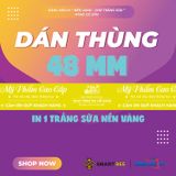  Băng Keo In Mỹ Phẩm Cao Cấp [48MMx72M] Nền Vàng & Chữ Trắng Sữa MPCCxNMCT 