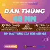  Băng Keo In Mỹ Phẩm Cao Cấp [48MMx72M] Nền Nâu Đất & Chữ Trắng Sữa MPCCxNMCT 