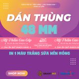  Băng Keo In Mỹ Phẩm Cao Cấp [48MMx72M] Nền Hồng & Chữ Trắng Sữa MPCCxNMCT 