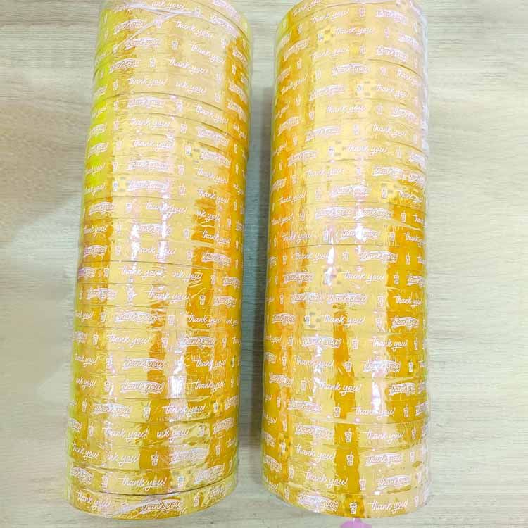  Băng Keo In Thank You [12MMx72M] Nền Vàng Ánh Kim & Chữ Trắng Sữa 