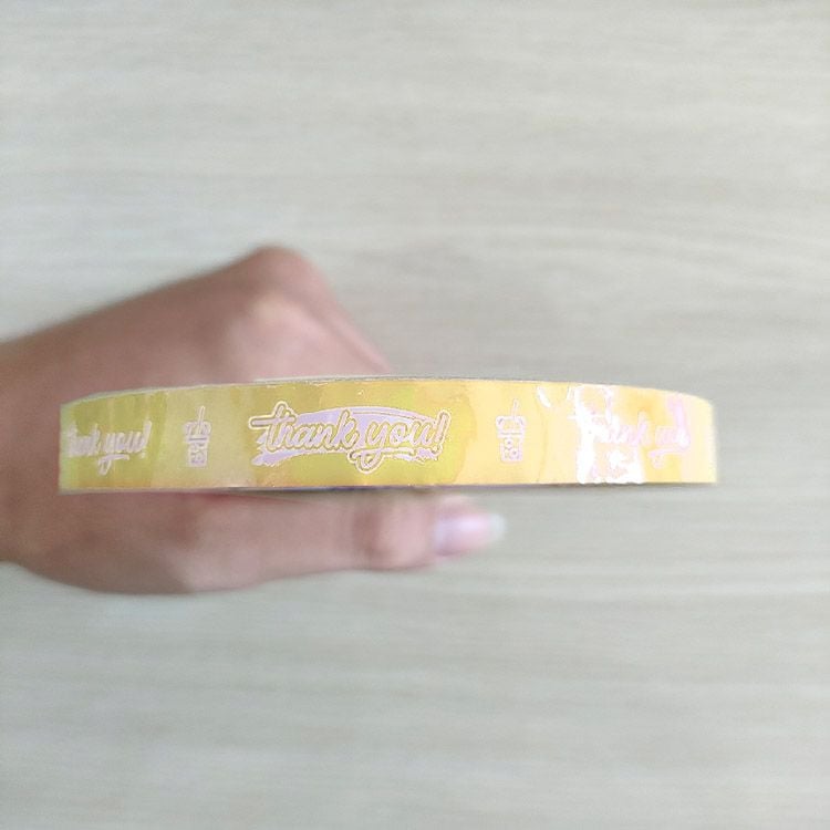  Băng keo in Thank You [12MMx72M] Nền Vàng Nhạt & Chữ Trắng Sữa 12TYxNMCT 