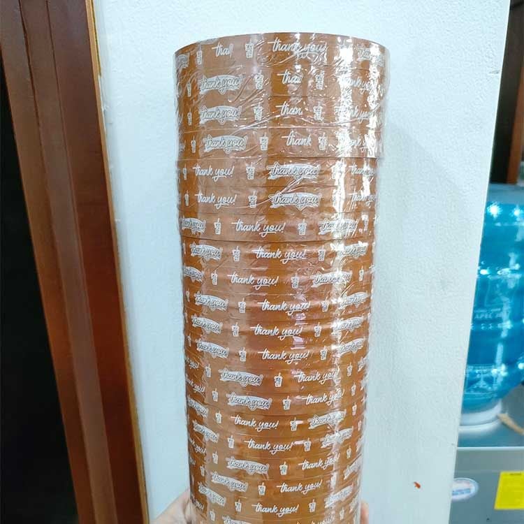  Băng Keo In Thank You [12MMx72M] Màu Nền Nâu Đất & Chữ Trắng Sữa 12TYxNMCT 