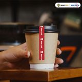  Băng Keo In 1 Màu Theo Yêu Cầu [12MMx72M] Nền Đỏ Đậm & Màu In Trắng Sữa Dán Ly, Dán Hộp 12NMCT 