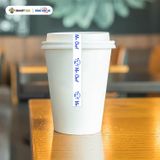  Băng Keo In 1 Màu Theo Yêu Cầu [12MMx72M] Nền Trắng Sữa & Màu In Xanh Dương Dán Ly, Dán Hộp 12NTCM 