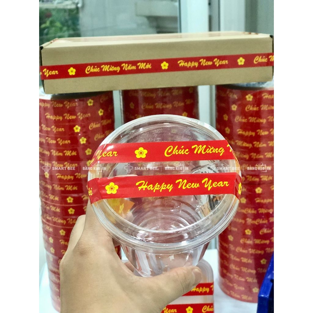  COMBO 20 Cuộn Băng Keo In Chữ Chúc Mừng Năm Mới 15mm + [TẶNG 1 CUỘN] 