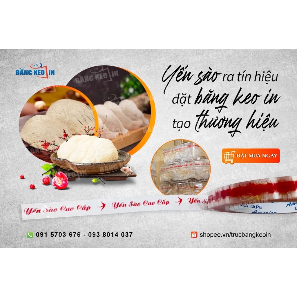  [HOT] Băng keo IN LOGO, IN CHỮ YẾN SÀO theo yêu cầu 