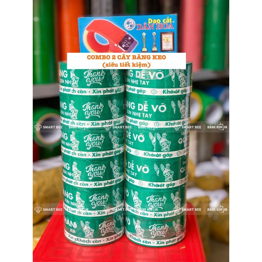  COMBO 2 Cây Băng Keo In Mẫu A Phát Gấp + [TẶNG DAO CẮT] 