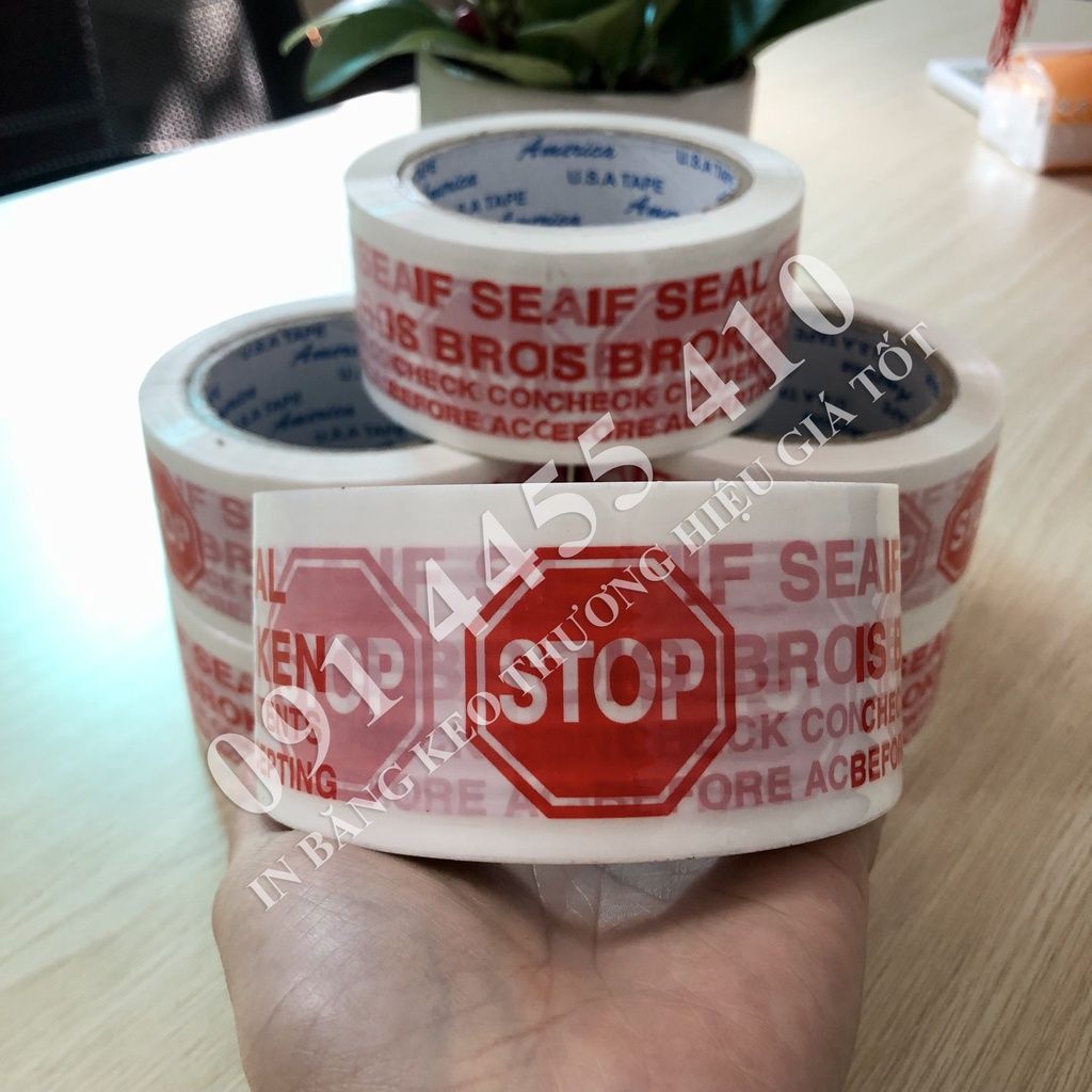  BĂNG KEO NIÊM PHONG - CẢNH BÁO DÁN THÙNG MÀU TRẮNG & ĐỎ [4F8] GIÁ SỈ 