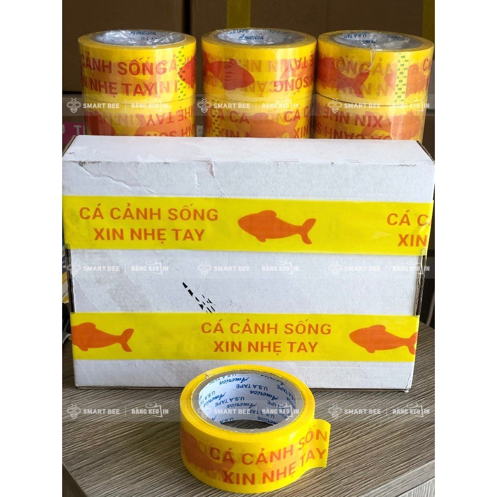  [CÓ SẴN] Băng keo niêm phong CÁ CẢNH SỐNG XIN NHẸ TAY 