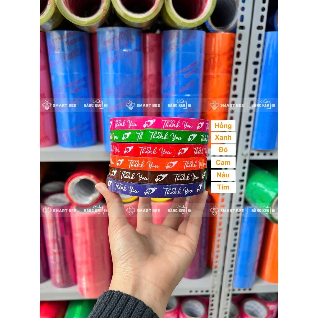  COMBO 1 Cây Băng keo in THANK YOU 12mm (25 Cuộn) + [TẶNG 1 CUỘN] 