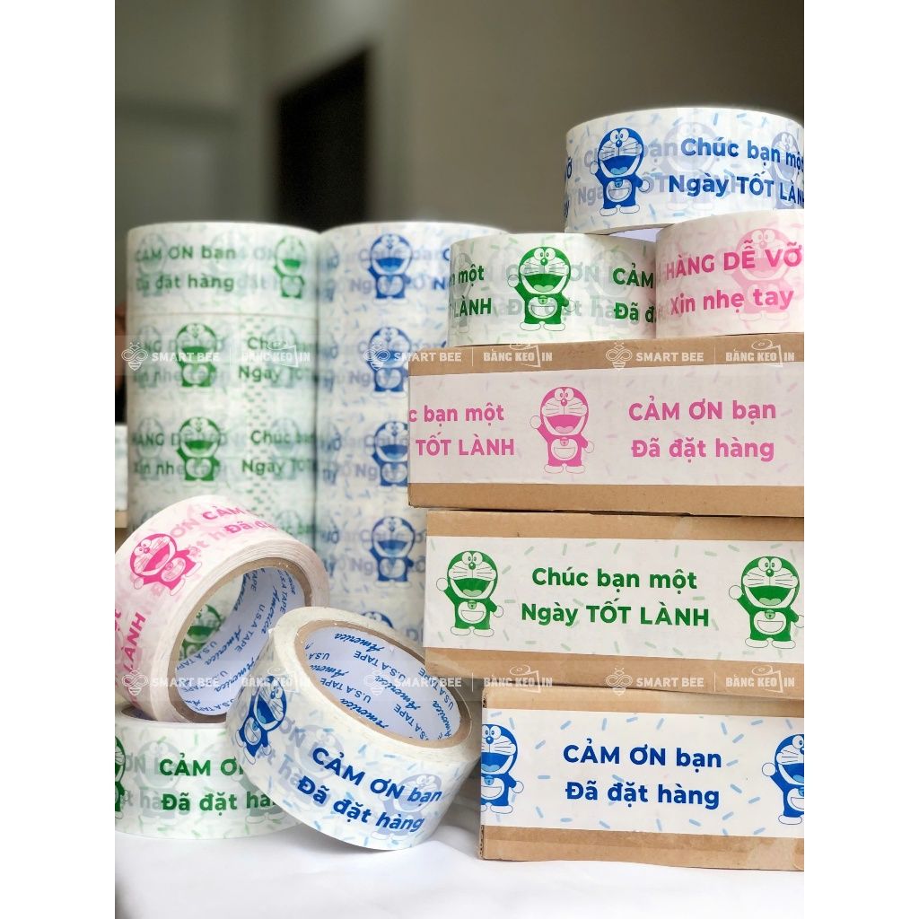  COMBO 2 Cây Băng Keo Doraemon 48mm (12 Cuộn) + [TẶNG DAO CẮT] 