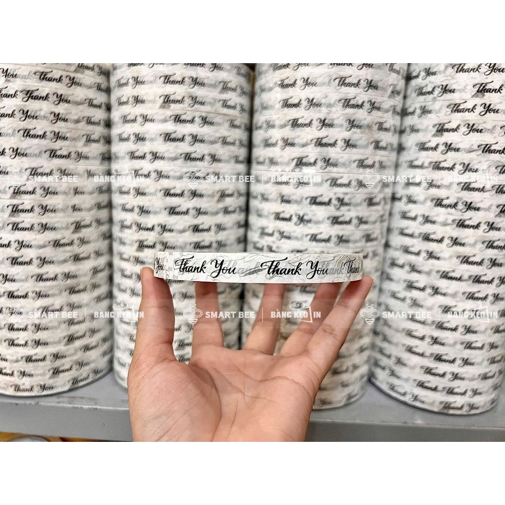 COMBO 1 Cây Băng Keo In Chữ THANK YOU 12mm (25 Cuộn) + [TẶNG 1 CUỘN] 