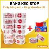  COMBO 2 Cây Băng Keo In Niêm Phong STOP + [TẶNG DAO CẮT] 