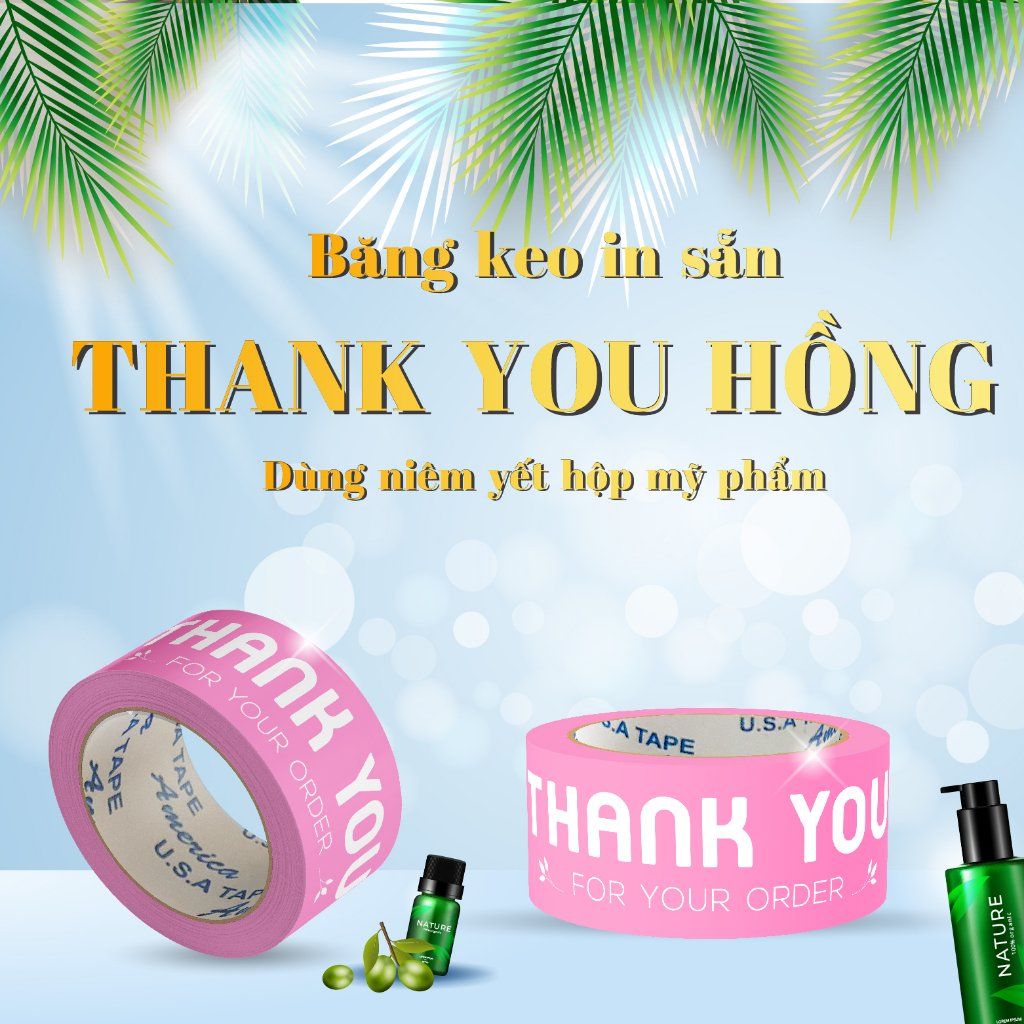  [CÓ SẴN] Băng keo Thank You niêm yết hộp mỹ phẩm (200gr/cuộn) 