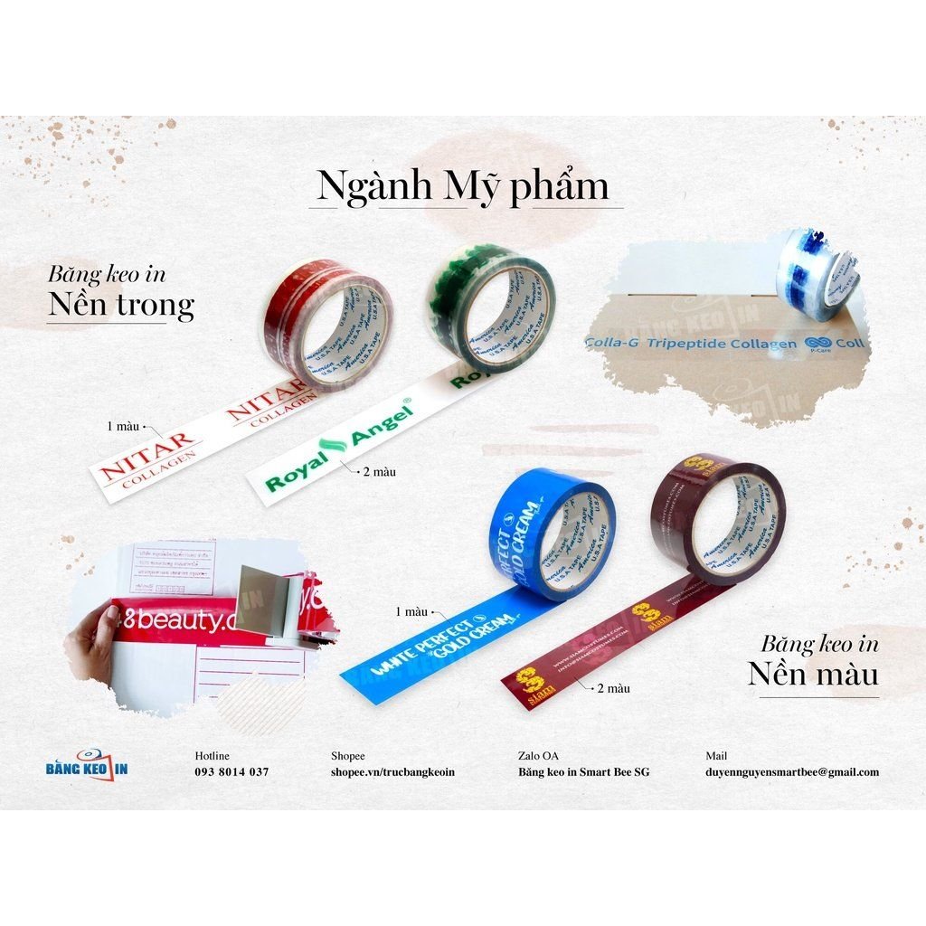  [HOT] BĂNG KEO IN LOGO GIÁ SỈ CHO SHOP MỸ PHẨM - NÂNG TẦM THƯƠNG HIỆU, TẠO DẤU ẤN CHUYÊN NGHIỆP 