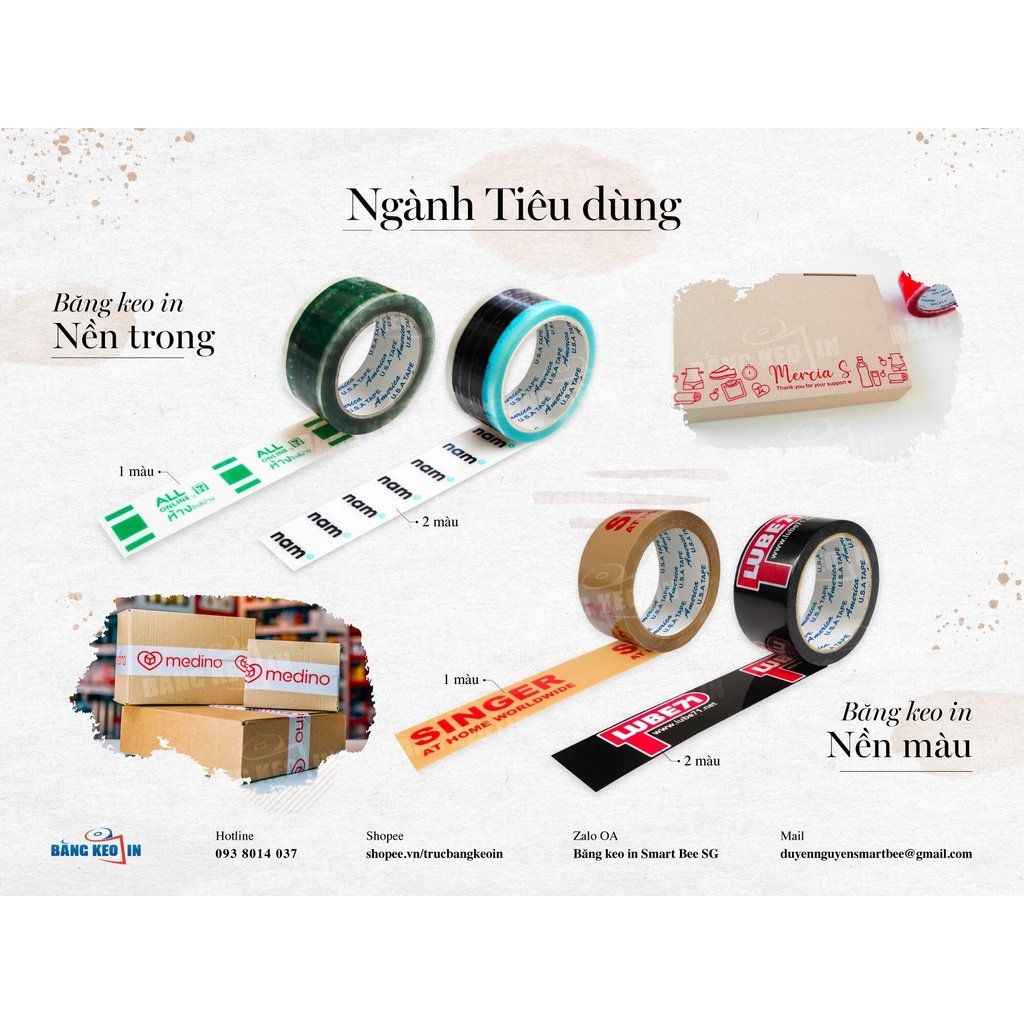  BĂNG KEO IN THEO YÊU CẦU CHO NGÀNH HÀNG TIÊU DÙNG FMCG 