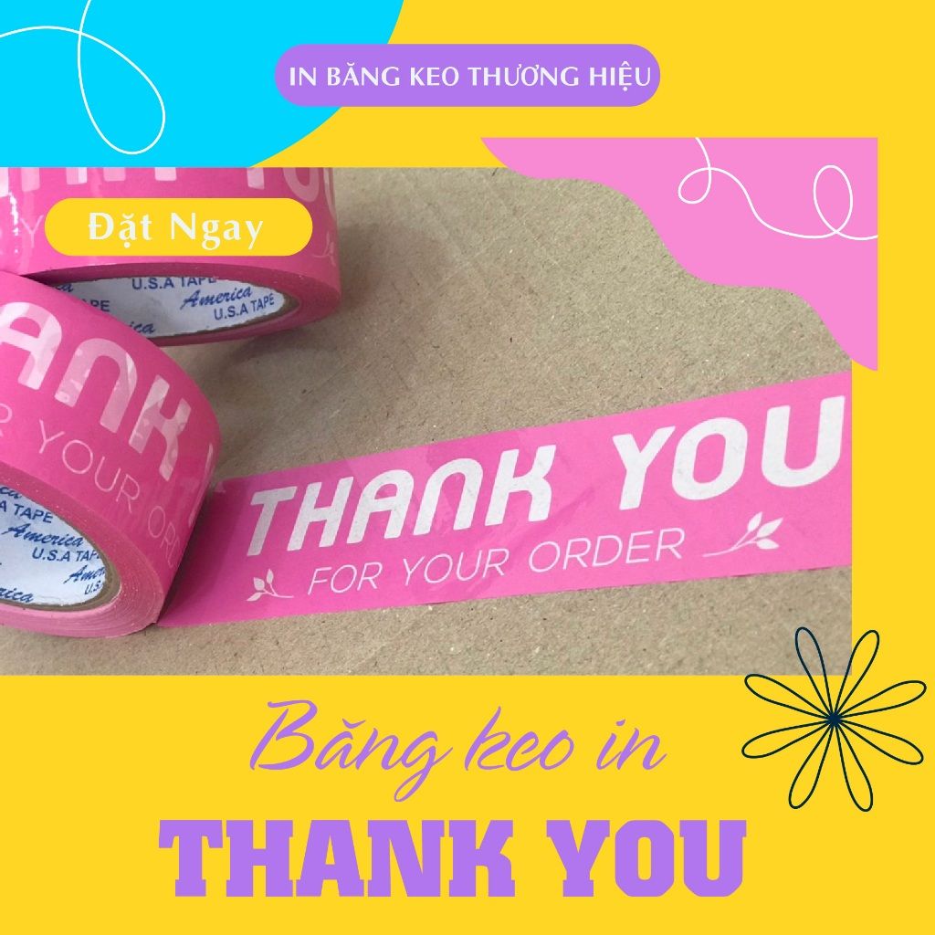  [CÓ SẴN] Băng keo Thank You niêm yết hộp mỹ phẩm (200gr/cuộn) 