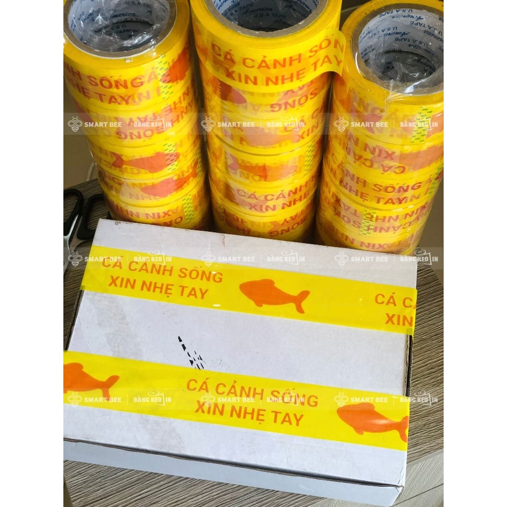 [CÓ SẴN] Băng keo niêm phong CÁ CẢNH SỐNG XIN NHẸ TAY 