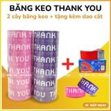  COMBO 2 Cây Băng Keo In Chữ THANK YOU 48mm (12 Cuộn) + [TẶNG DAO CẮT] 